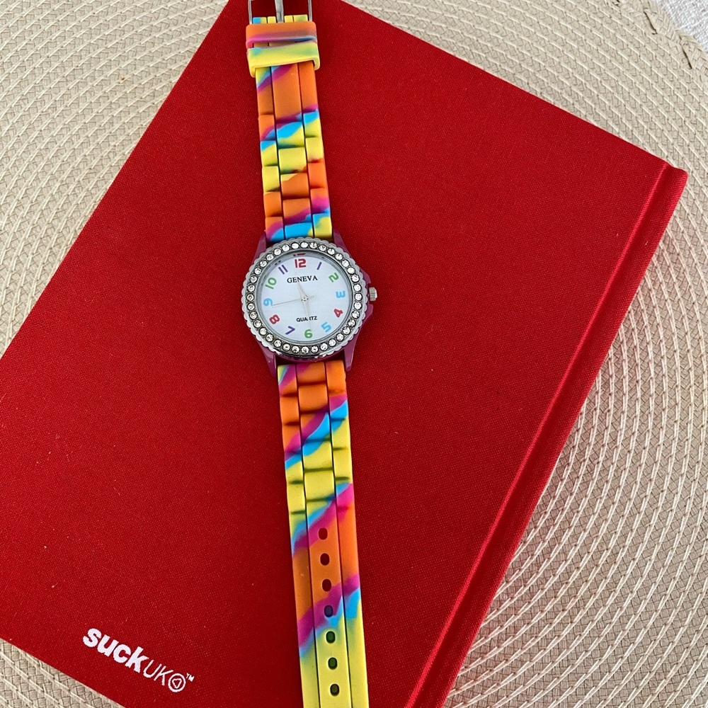 Geneva Rainbow Watch with Rhinestone Accents